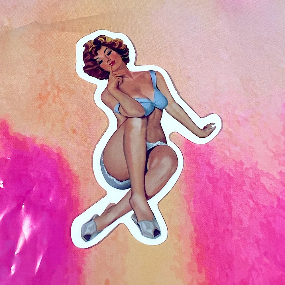 Mom Sexy Pinup Gorgeous Sticker Retro Vintage BomberGirl Ace